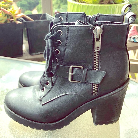 Rampage Shoes - Rampage Black Ankle Moto Boots Size 8